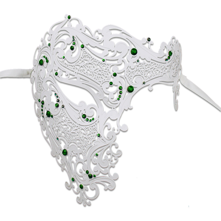 WHITE Series Signature Phantom Of The Opera Half Face Mask - Luxury Mask - 6