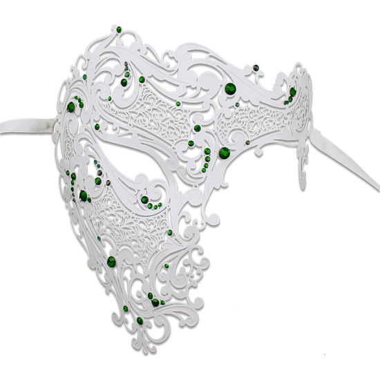 WHITE Series Signature Phantom Of The Opera Half Face Mask – Luxury Mask