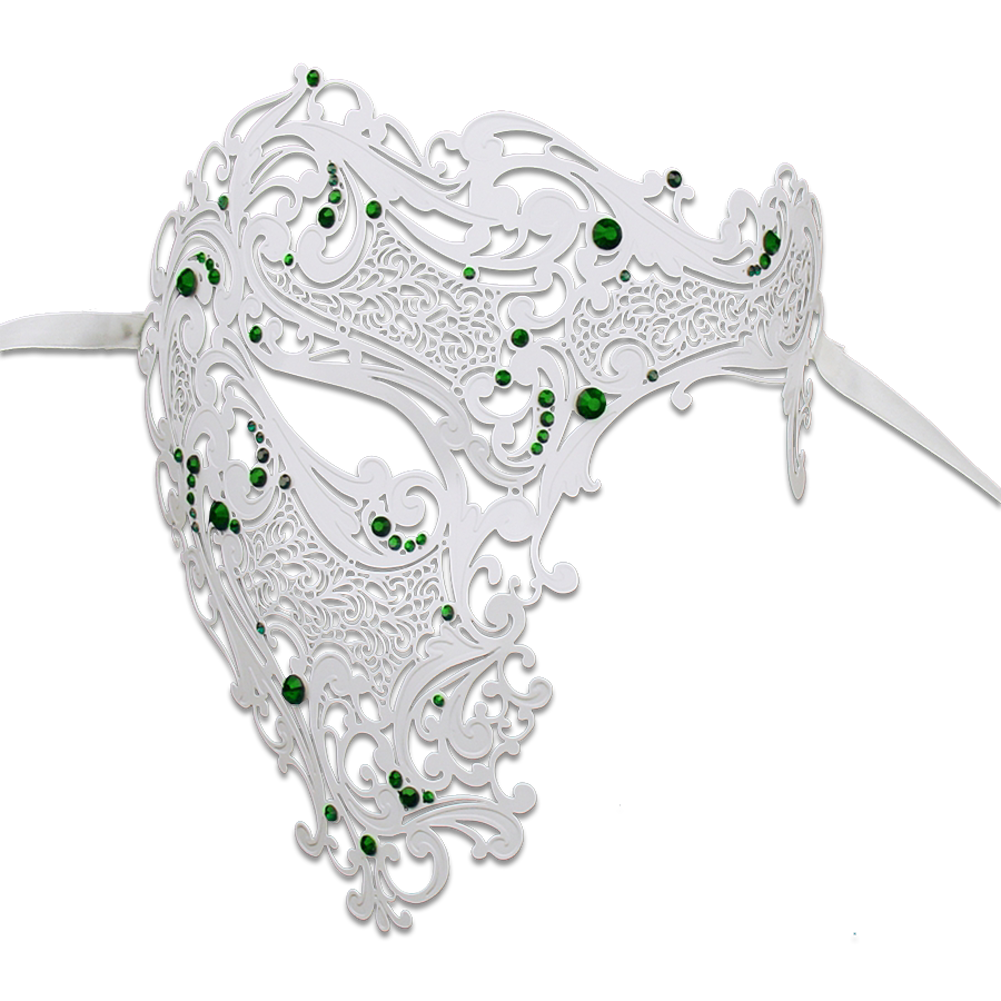 WHITE Series Signature Phantom Of The Opera Half Face Mask - Luxury Mask - 6