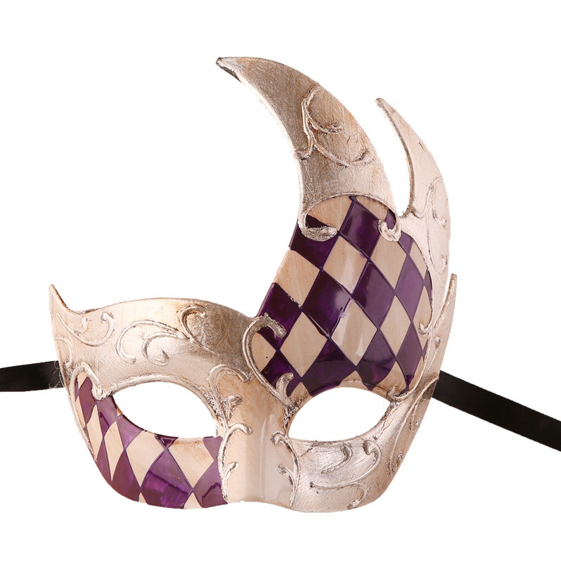 SILVER Series Men's Vintage Design Checkered Masquerade Mask - Luxury Mask - 3