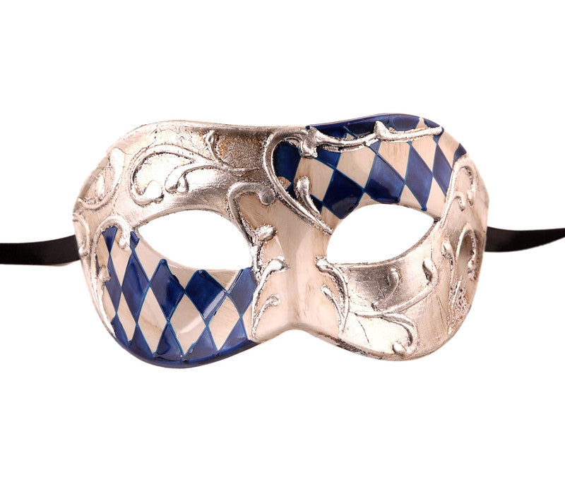 Half CHECKERED  Vintage Design Masquerade Mask - Luxury Mask - 4