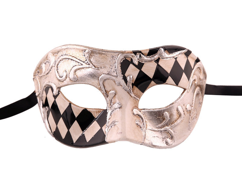 Half CHECKERED  Vintage Design Masquerade Mask - Luxury Mask - 2