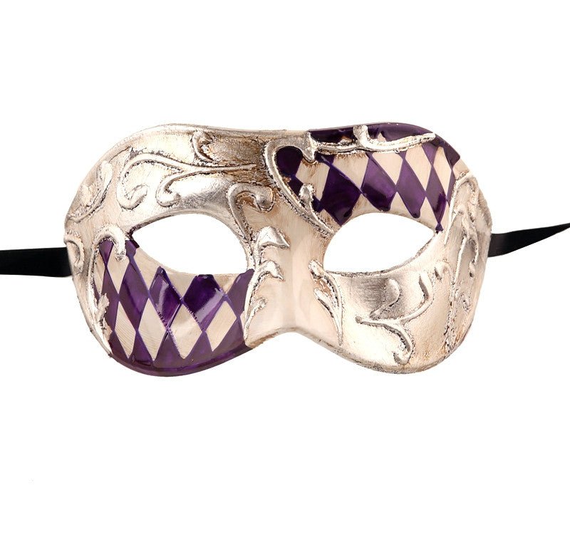 Half CHECKERED  Vintage Design Masquerade Mask - Luxury Mask - 5