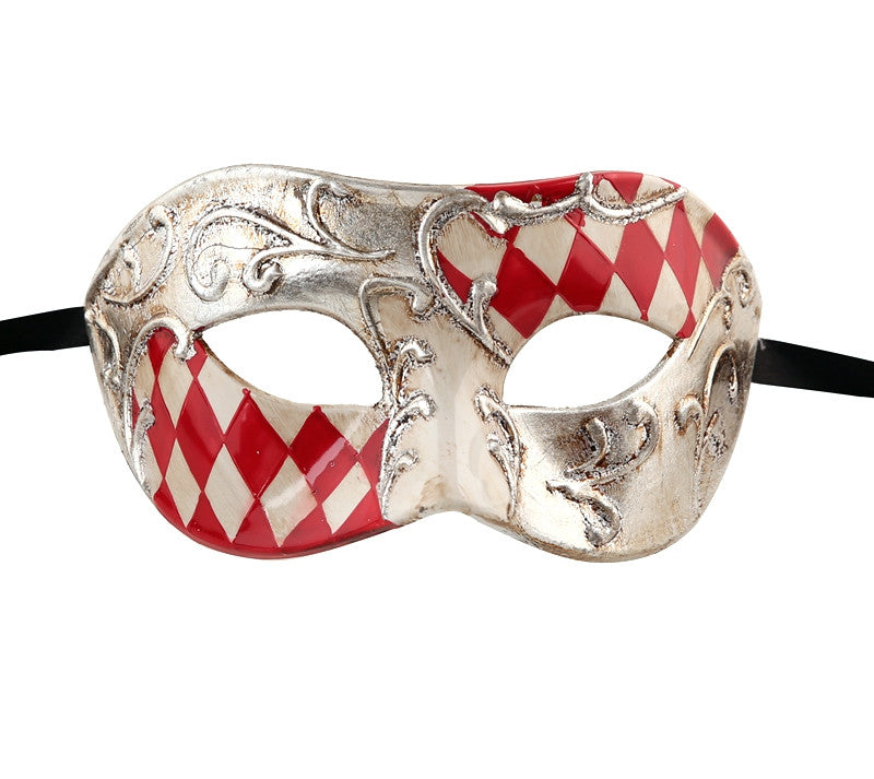 Half CHECKERED  Vintage Design Masquerade Mask - Luxury Mask - 7