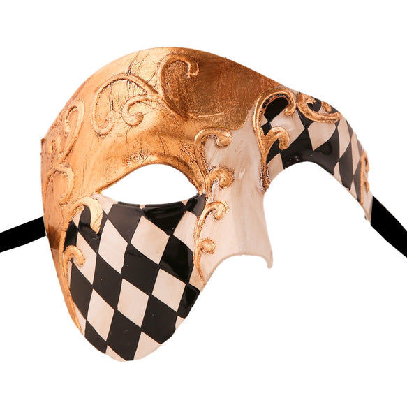 CHECKRED Series Vintage Phantom Of The Opera Half Face Masquerade Mask - Luxury Mask - 1
