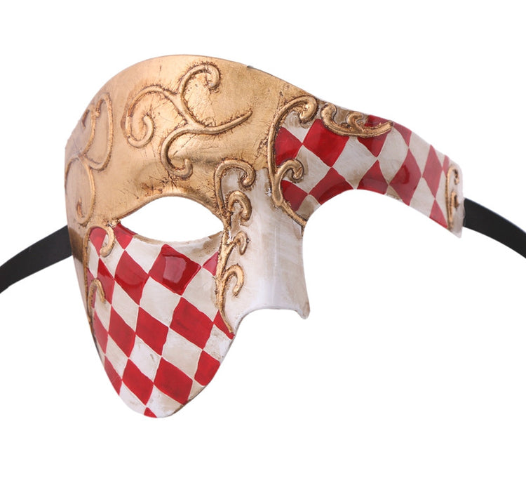 CHECKRED Series Vintage Phantom Of The Opera Half Face Masquerade Mask - Luxury Mask - 7