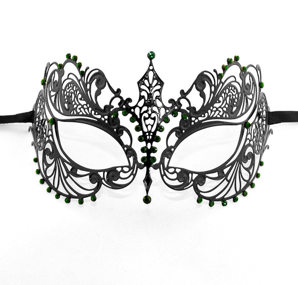BLACK Series Laser Cut Metal Venetian Pretty Masquerade Mask - Luxury Mask - 6