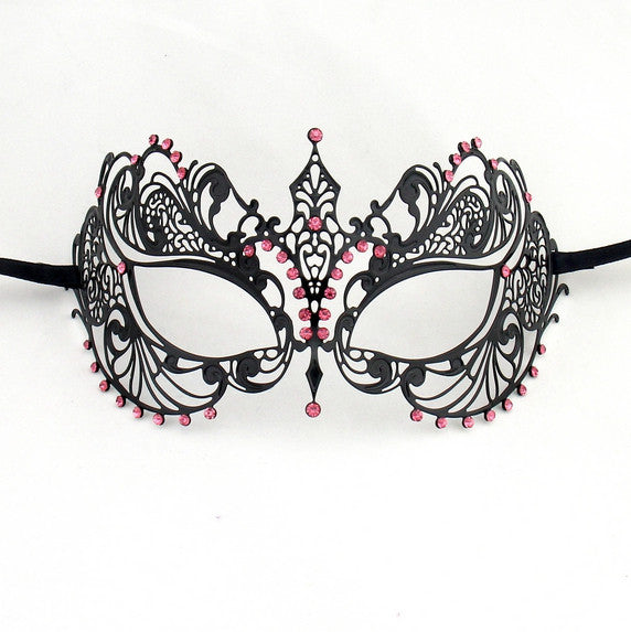 BLACK Series Laser Cut Metal Venetian Pretty Masquerade Mask - Luxury Mask - 4