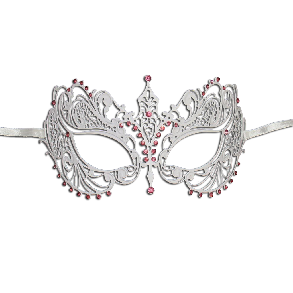 WHITE Series Laser Cut Metal Venetian Pretty Masquerade Mask - Luxury Mask - 4