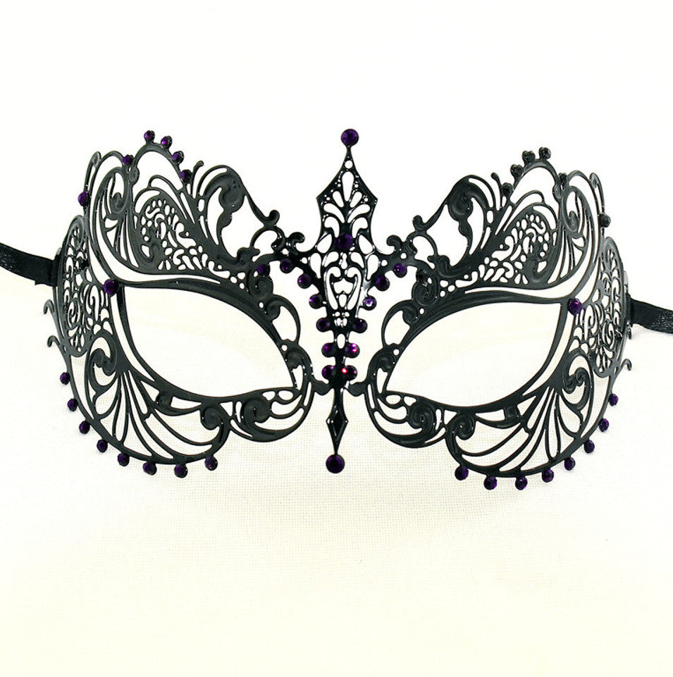 BLACK Series Laser Cut Metal Venetian Pretty Masquerade Mask - Luxury Mask - 5