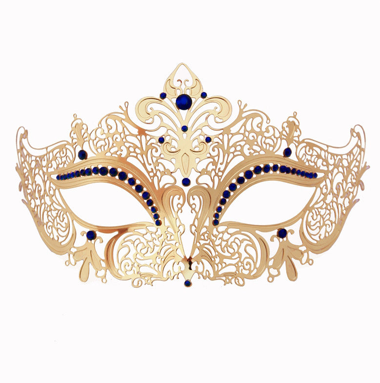 GOLD Series Women's Laser Cut Metal Venetian Masquerade Crown Mask - Luxury Mask - 4