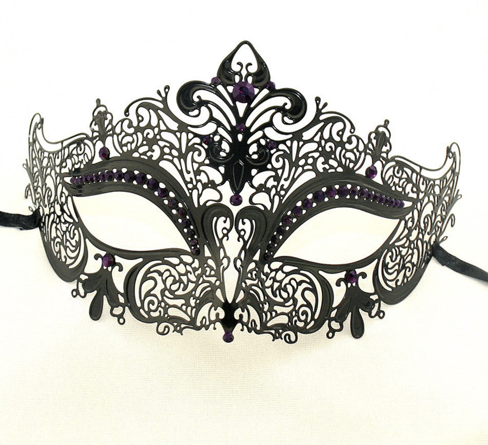 BLACK Series Women's Laser Cut Metal Venetian Masquerade Crown Mask - Luxury Mask - 8