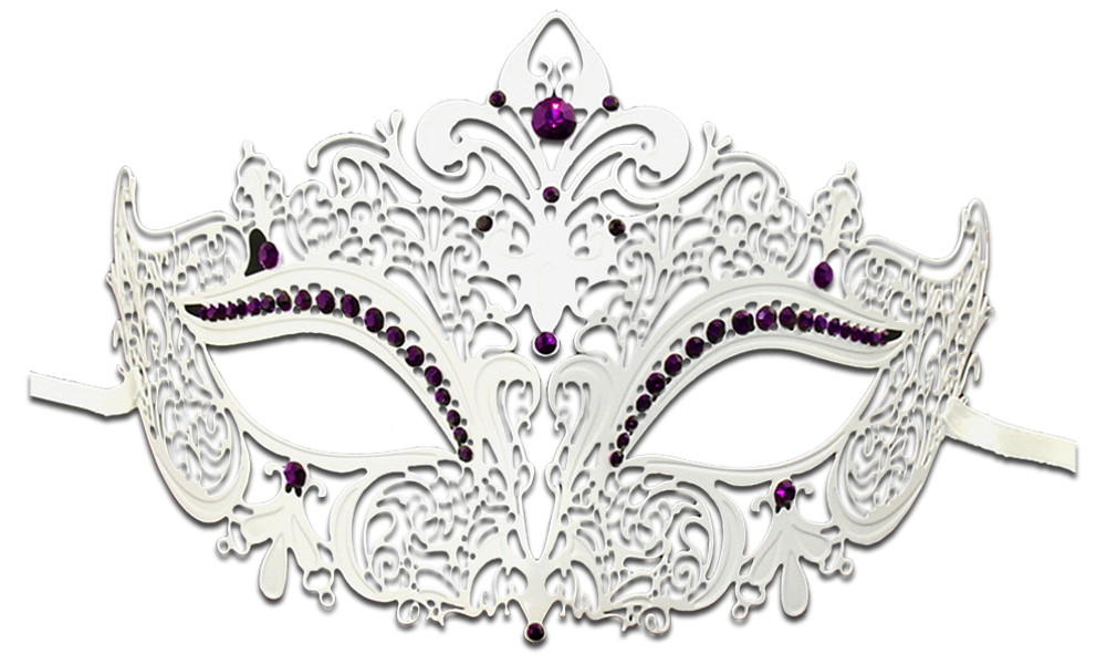 WHITE Series Women's Laser Cut Metal Venetian Masquerade Crown Mask - Luxury Mask - 6