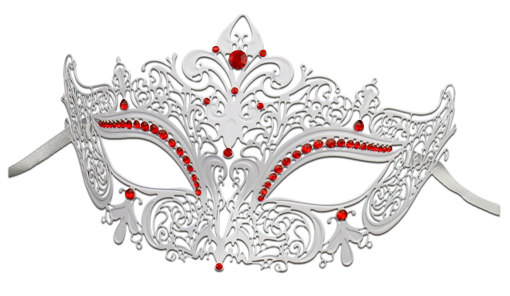WHITE Series Women's Laser Cut Metal Venetian Masquerade Crown Mask - Luxury Mask - 3