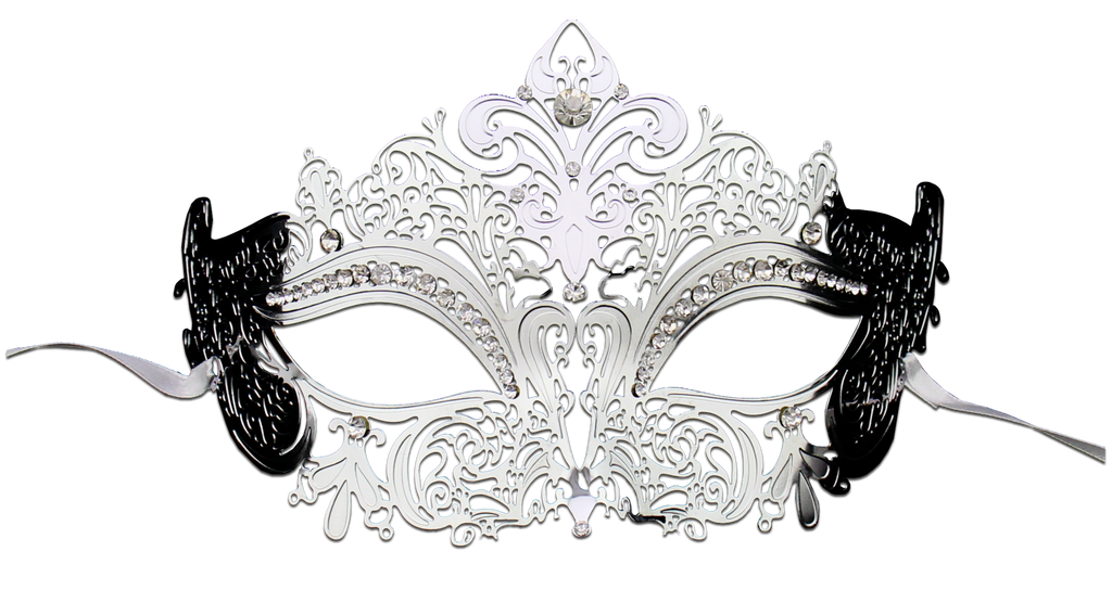Silver Series Women's Laser Cut Metal Venetian Masquerade Crown Mask - Luxury Mask - 2