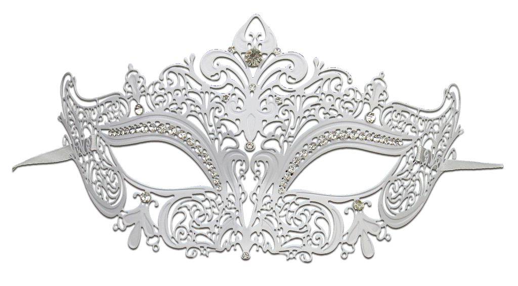WHITE Series Women's Laser Cut Metal Venetian Masquerade Crown Mask - Luxury Mask - 2