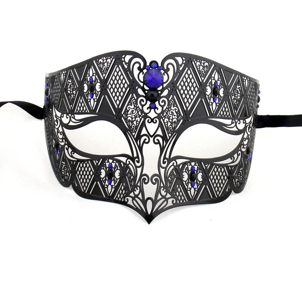 BLACK Series Diamond Design Laser Cut Venetian Masquerade Mask - Luxury Mask - 4