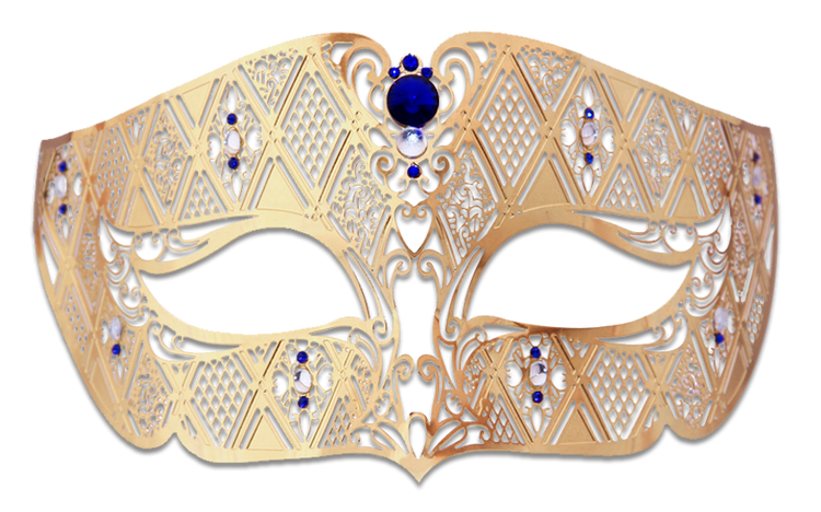 GOLD Series Diamond Design Laser Cut Venetian Masquerade Mask - Luxury Mask - 4