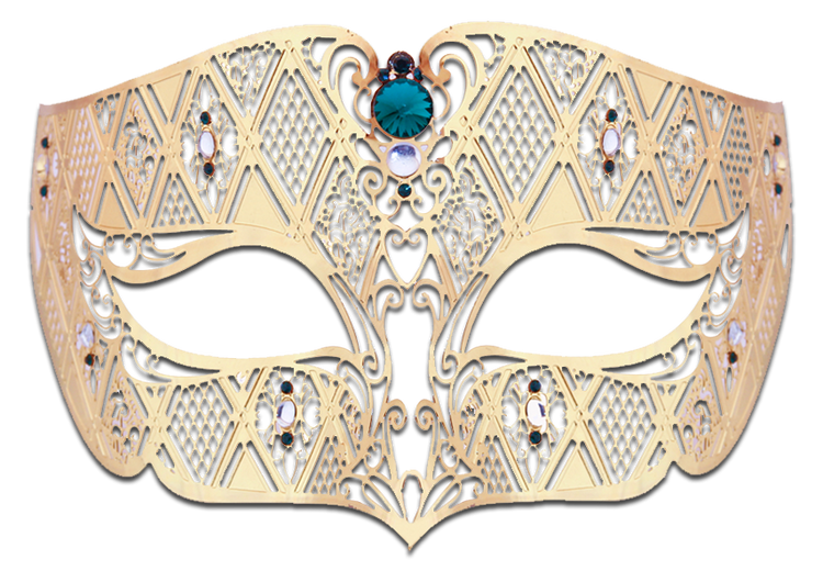 GOLD Series Diamond Design Laser Cut Venetian Masquerade Mask - Luxury Mask - 8