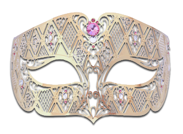 GOLD Series Diamond Design Laser Cut Venetian Masquerade Mask - Luxury Mask - 7