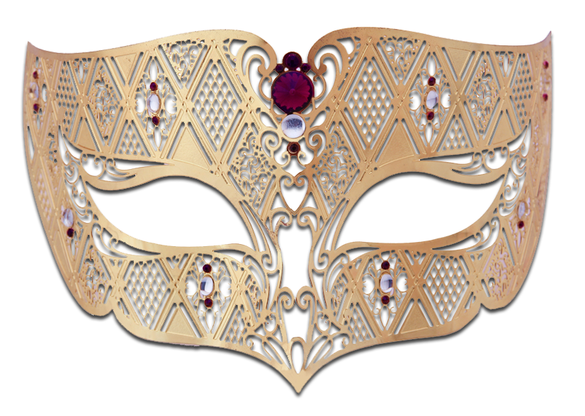 GOLD Series Diamond Design Laser Cut Venetian Masquerade Mask - Luxury Mask - 6