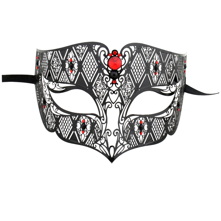 BLACK Series Diamond Design Laser Cut Venetian Masquerade Mask - Luxury Mask - 3