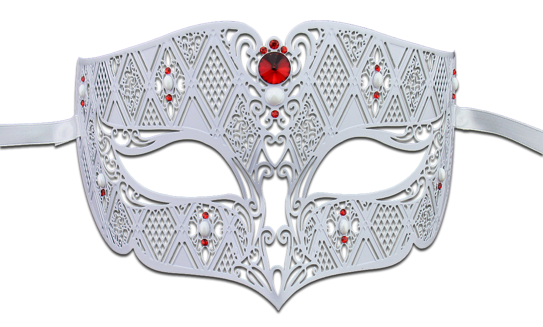 WHITE Series Diamond Design Laser Cut Venetian Masquerade Mask - Luxury Mask - 3
