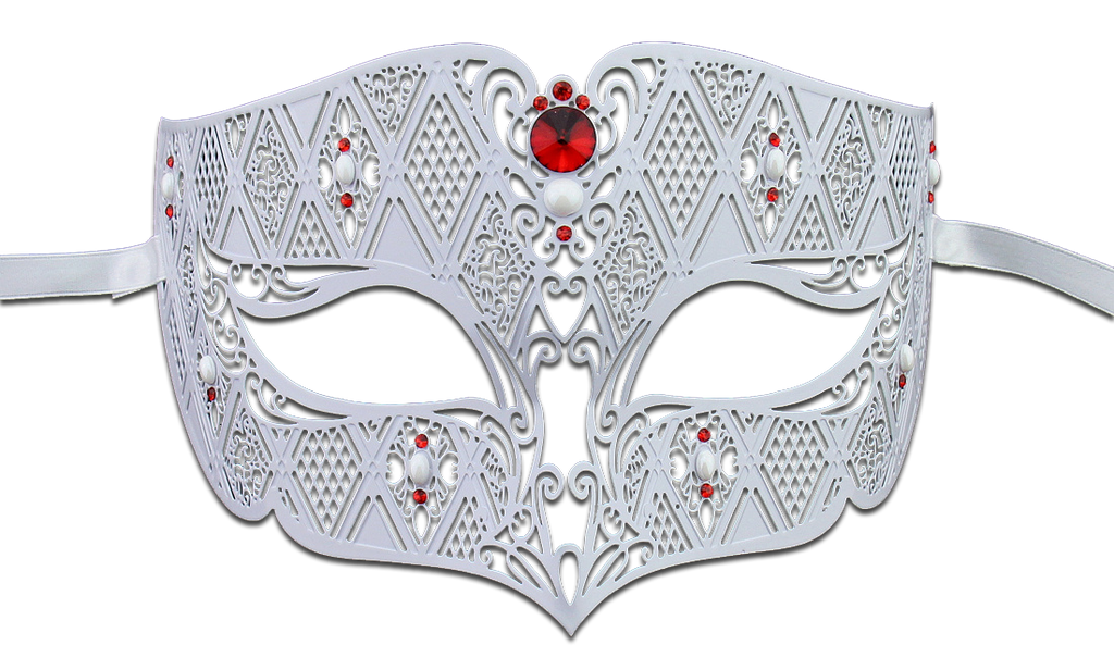 WHITE Series Diamond Design Laser Cut Venetian Masquerade Mask - Luxury Mask - 3