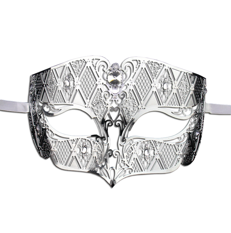 SILVER Series Diamond Design Laser Cut Venetian Masquerade Mask - Luxury Mask - 1