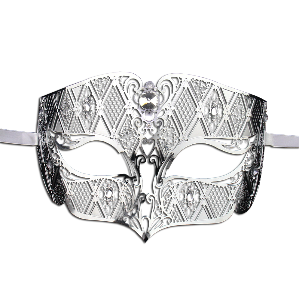 SILVER Series Diamond Design Laser Cut Venetian Masquerade Mask - Luxury Mask - 1