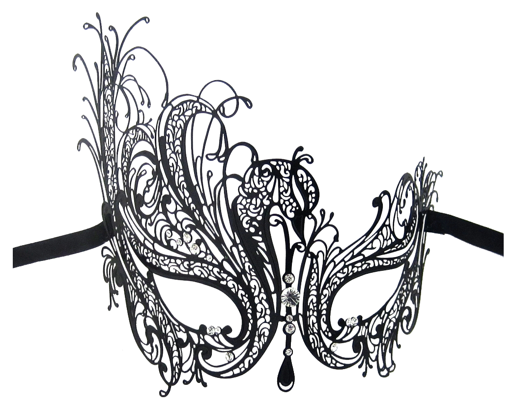 BLACK Series Swan Metal Filigree Laser Cut Womens Masquerade Mask - Luxury Mask - 2