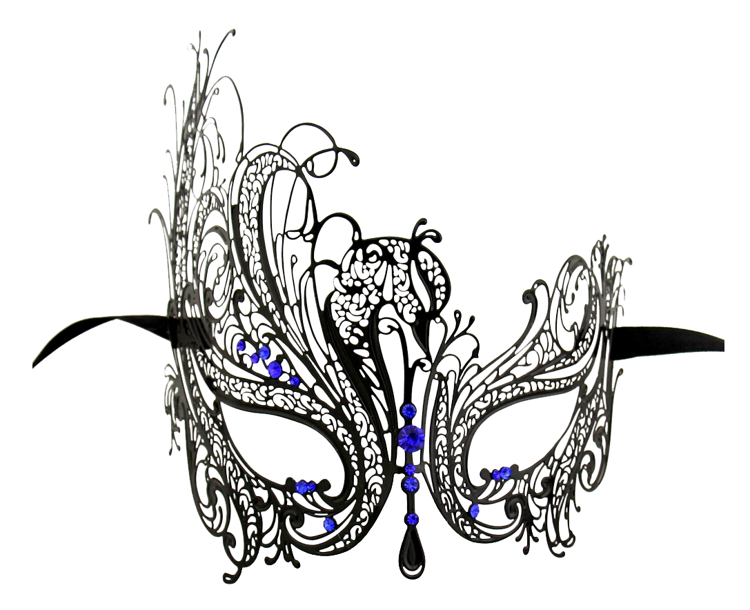 BLACK Series Swan Metal Filigree Laser Cut Womens Masquerade Mask - Luxury Mask - 4