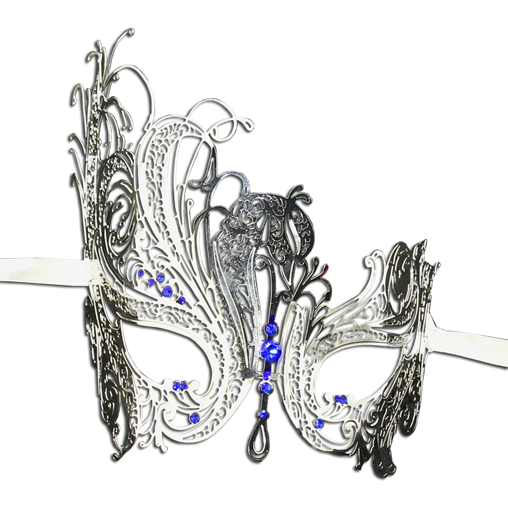 SILVER Series Swan Metal Filigree Laser Cut Venetian Masquerade Mask - Luxury Mask - 4