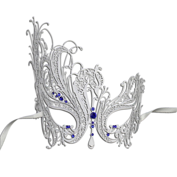WHITE Series Swan Metal Filigree Laser Cut Venetian Masquerade Mask - Luxury Mask - 4