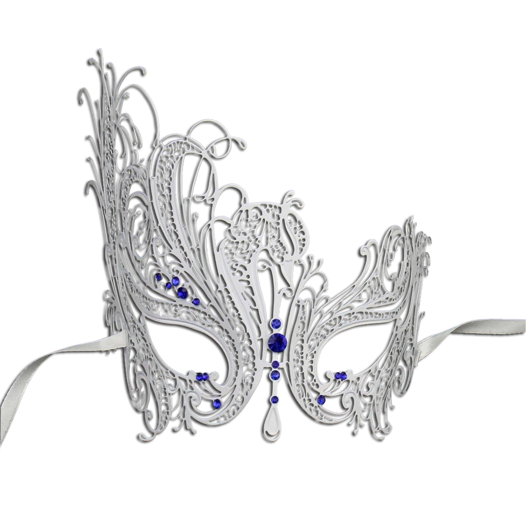 WHITE Series Swan Metal Filigree Laser Cut Venetian Masquerade Mask - Luxury Mask - 4