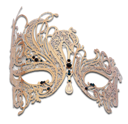Gold Series Swan Metal Filigree Laser Cut Venetian Masquerade Mask - Luxury Mask - 7