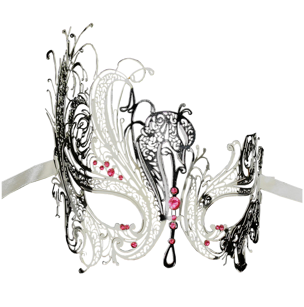 SILVER Series Swan Metal Filigree Laser Cut Venetian Masquerade Mask - Luxury Mask - 6