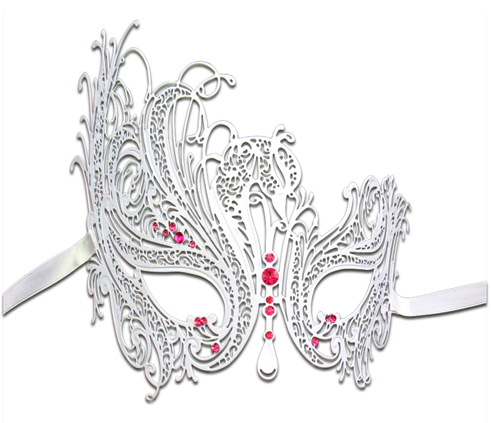WHITE Series Swan Metal Filigree Laser Cut Venetian Masquerade Mask - Luxury Mask - 5