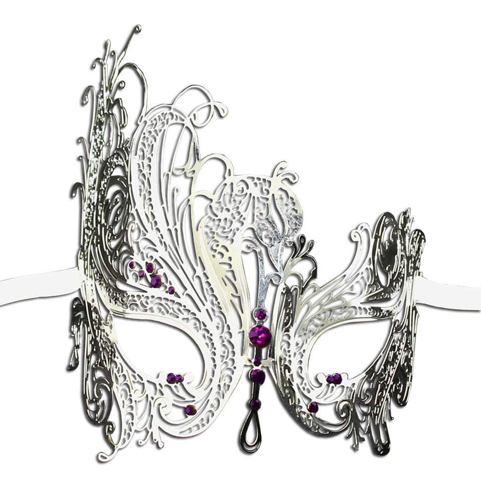 SILVER Series Swan Metal Filigree Laser Cut Venetian Masquerade Mask - Luxury Mask - 5