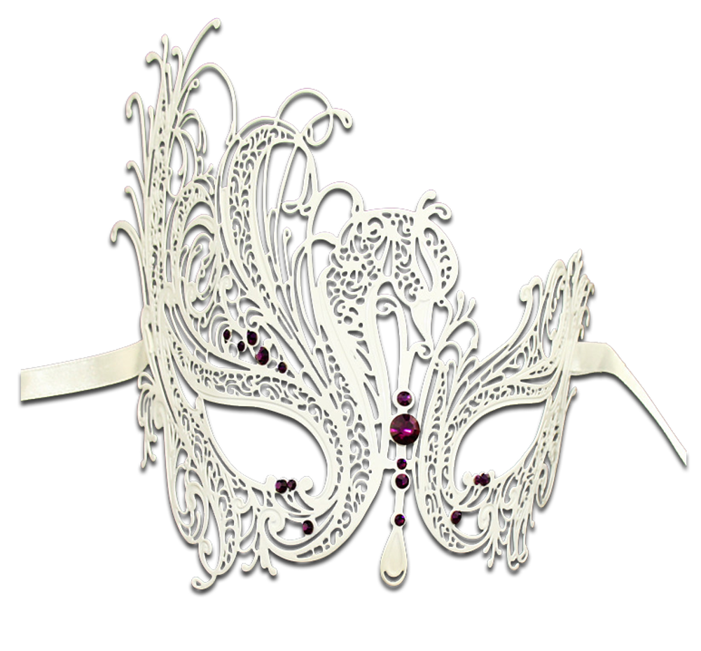 WHITE Series Swan Metal Filigree Laser Cut Venetian Masquerade Mask - Luxury Mask - 6