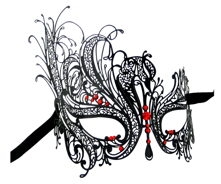 BLACK Series Swan Metal Filigree Laser Cut Womens Masquerade Mask - Luxury Mask - 3