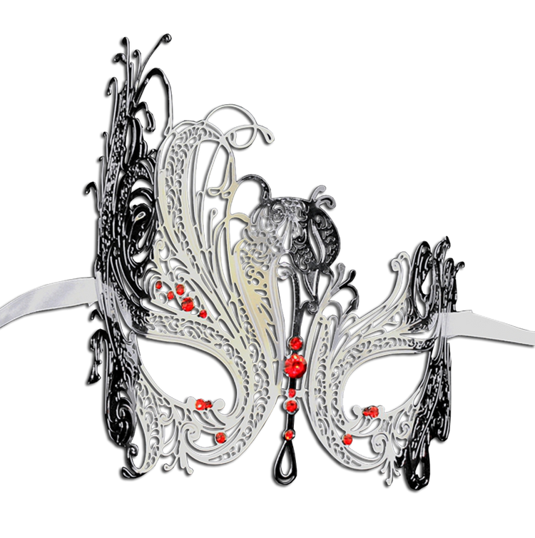 SILVER Series Swan Metal Filigree Laser Cut Venetian Masquerade Mask - Luxury Mask - 3