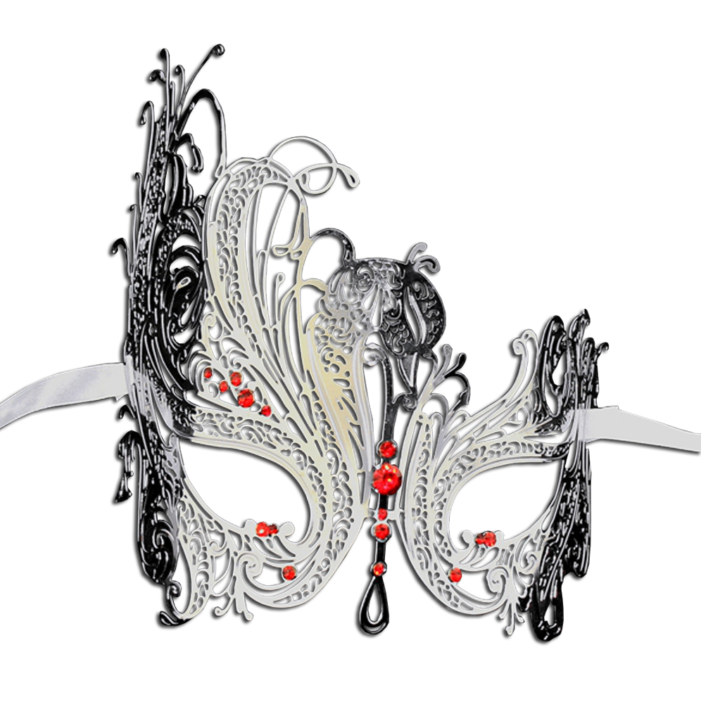 SILVER Series Swan Metal Filigree Laser Cut Venetian Masquerade Mask - Luxury Mask - 3