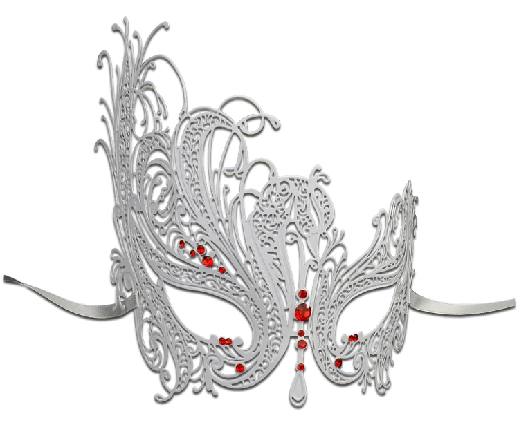 WHITE Series Swan Metal Filigree Laser Cut Venetian Masquerade Mask - Luxury Mask - 3