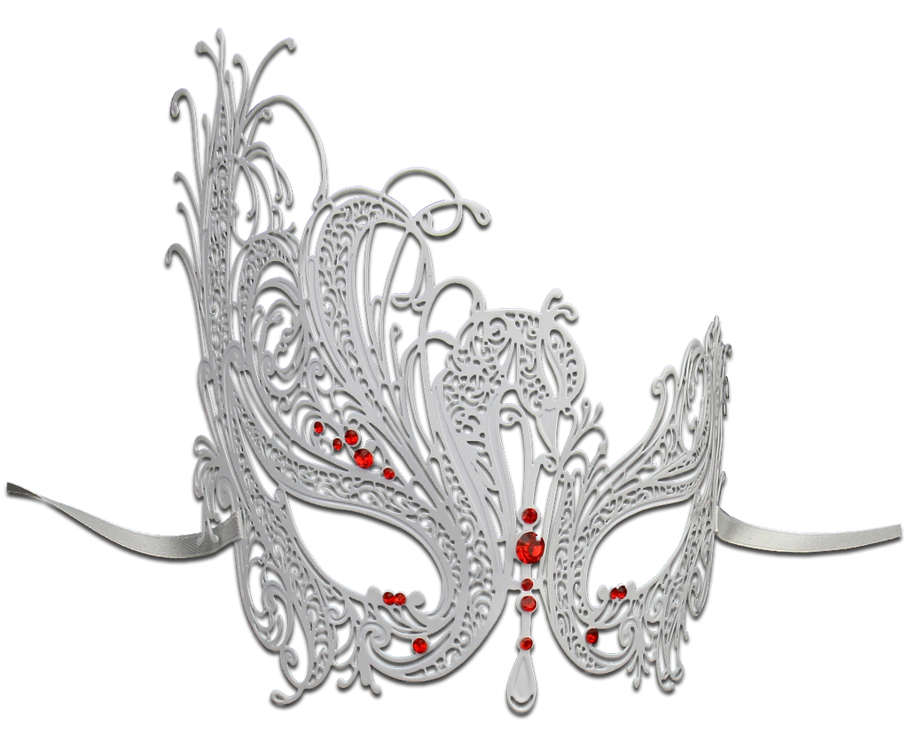 WHITE Series Swan Metal Filigree Laser Cut Venetian Masquerade Mask - Luxury Mask - 3