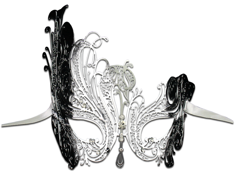 SILVER Series Swan Metal Filigree Laser Cut Venetian Masquerade Mask - Luxury Mask - 2
