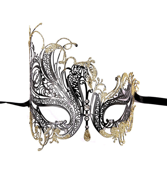 GLITTER Series Swan Metal Filigree Laser Cut - Womens Masquerade Mask