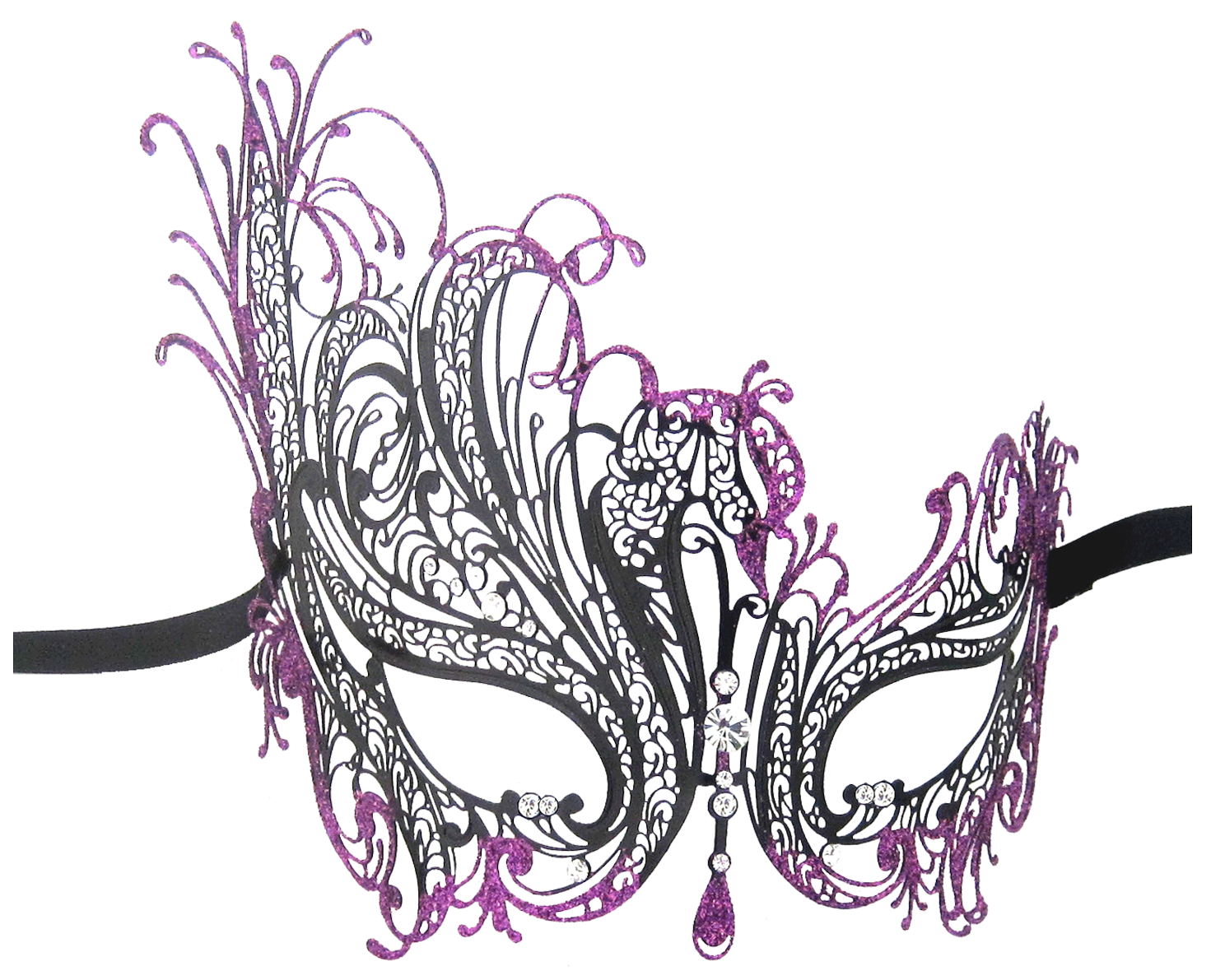 GLITTER Series Swan Metal Filigree Laser Cut Venetian Masquerade Mask - Luxury Mask - 2