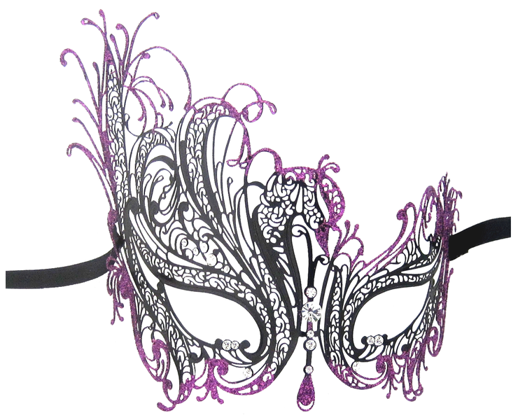 GLITTER Series Swan Metal Filigree Laser Cut Venetian Masquerade Mask - Luxury Mask - 2