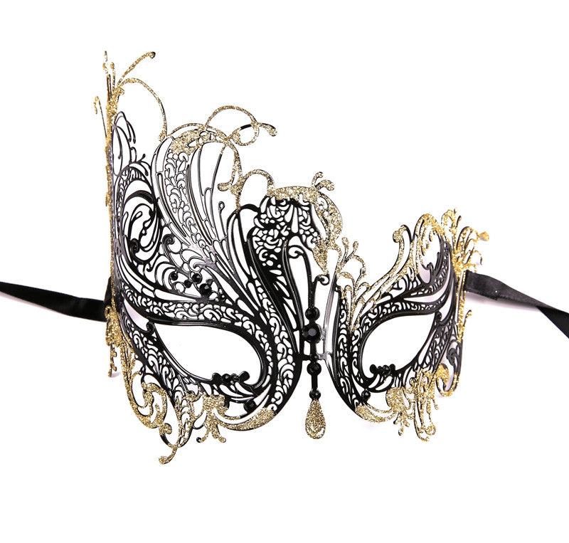 GLITTER Series Swan Metal Filigree Laser Cut Venetian Masquerade Mask - Luxury Mask - 6